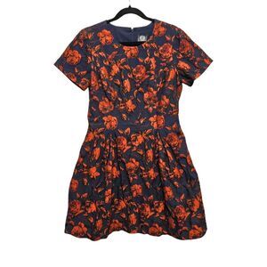 Vince Camuto Floral Jacquard Fit & Flare Mini Dress Textured Fall Women’s 12